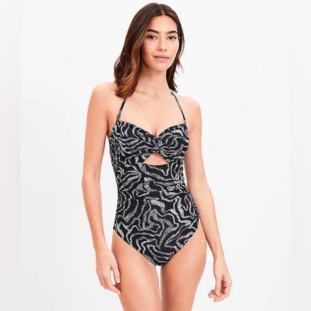 LOFT Ripple Twist Bandeau One Piece Swimsuit